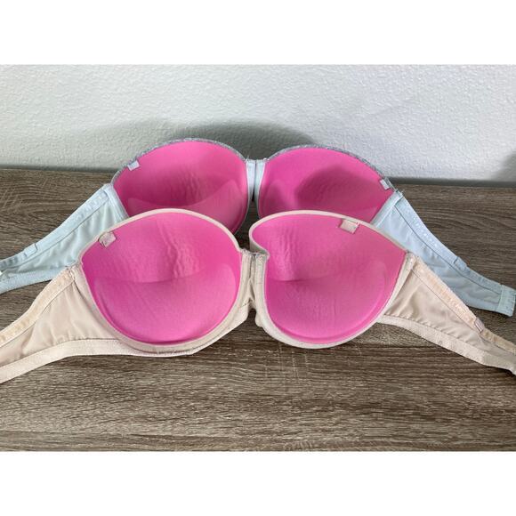 Victoria's Secret PINK Women's Strapless Push-Up Bra Set Multicolor 36 D 36D - Picture 7 of 11